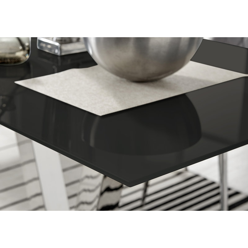 Chowchilla V Glass Dining Table, Black
