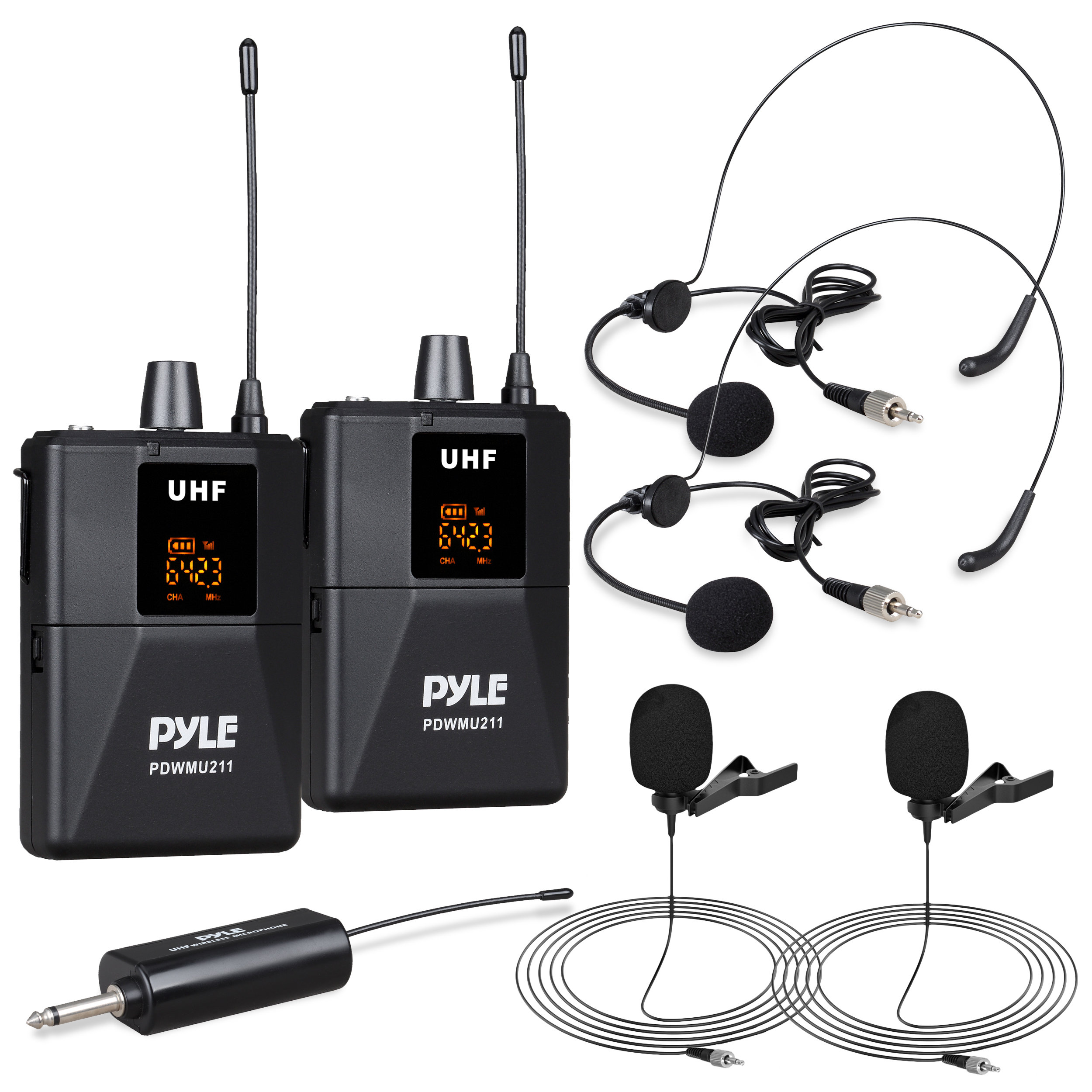 Pyle Dual Uhf Microphone System Portable Professional Cordless