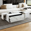 Table basse rectangulaire à plateau coulissant avec 2 tiroirs et 2 rangements cachés pour le salon 47,2 po