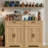 25" Fluted Sideboard Cabinet With Storage Drawer - Natural Oak Coffee Bar Table With Adjustable Shelf - Small Farmhouse Buffet Cabinet For Entryway-497882956
