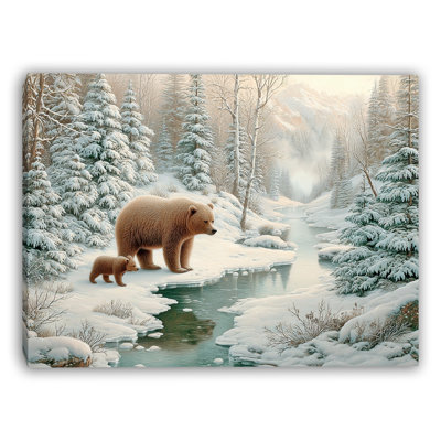 «Mother and Cub in Snow», art mural sur toile tendue