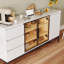 Buffet avec rangement, espace de rangement à panneau latéral de cuisine avec portes et 3 tiroirs, support de garde-manger, console