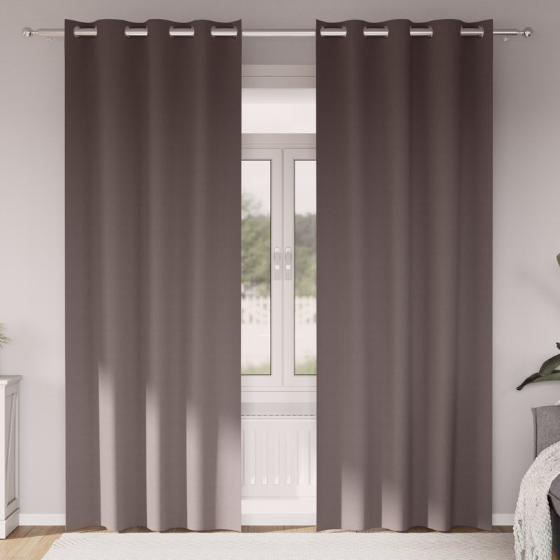 Tacorian Curtain Pair, Dark Brown, 140cm Width x 225cm Drop