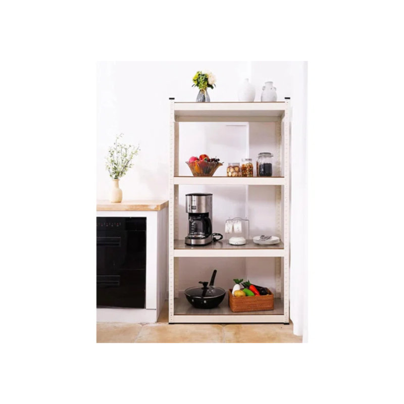 Étagère de rangement robuste robuste à 4 niveaux avec planches HDF, étagère utilitaire moderne en métal (H 60 po x l 36 po x P 12 po) - Blanc