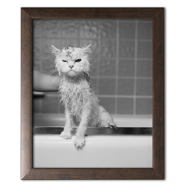 " Bert " by James Flad, 14" H x 11" W x 0.75" D, Brown Framed Paper