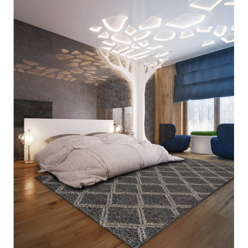 Tapis gris à tissé plat Cravens, Rectangle 5 pi 3 po x 7 pi 7 po