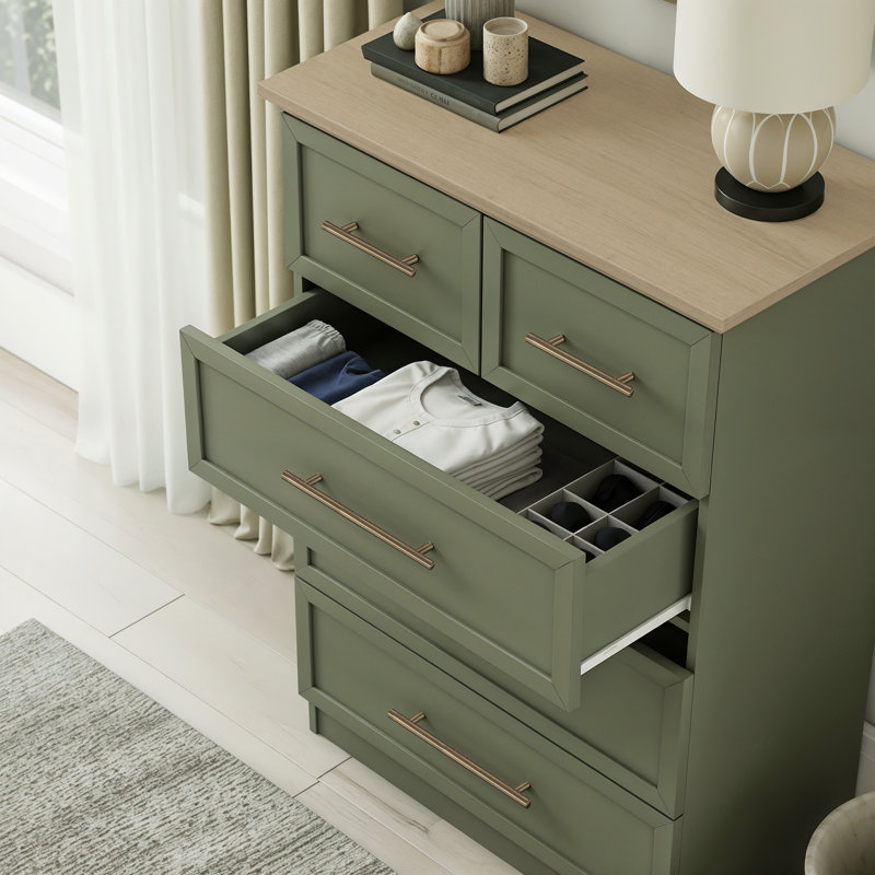 Cleverton 5 Drawer Chest, Kale Green