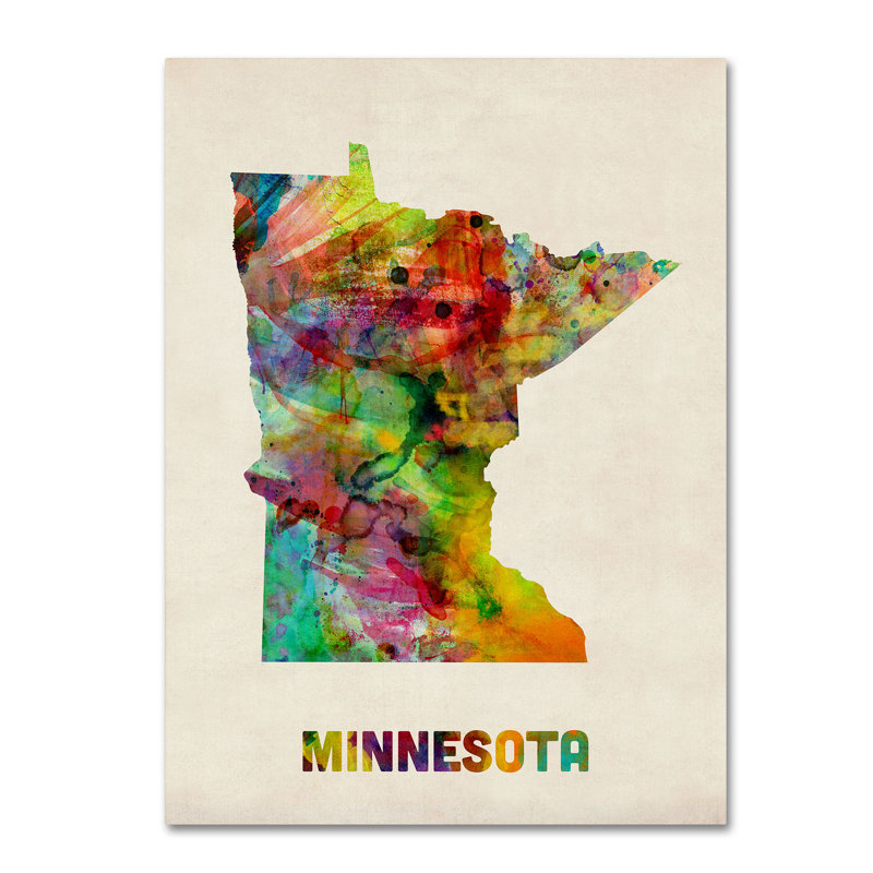 « minnesota map », impression sur toile tendue, H 19 po x l 14 po x P 2 po