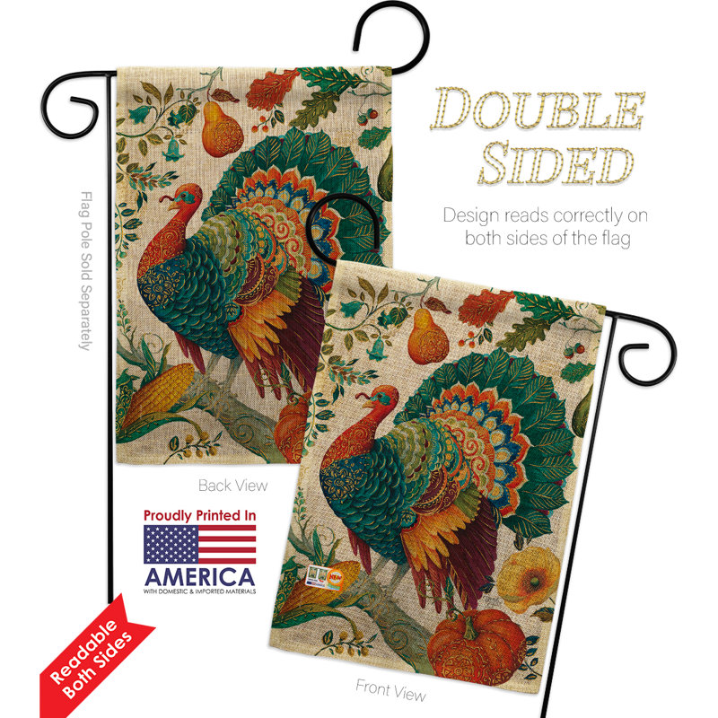 Mélange de polyester à 2 côtés 19 x 13 po suzani turquie drapeau de jardin