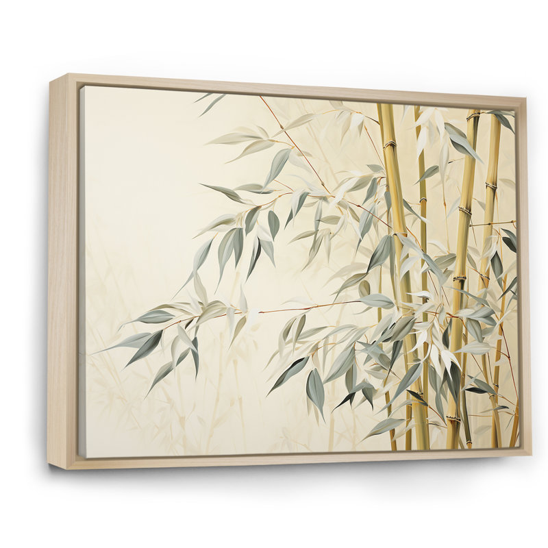 " Muted Bamboo Embrace VI ", 24" H x 32" W x 1" D, Natural Floater Framed