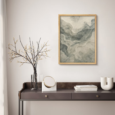 Reproduction d'art mural encadrée - courbes douces abstraites dans des tons neutres, art moderne minimaliste, idéal pour les salons ou les bureaux
