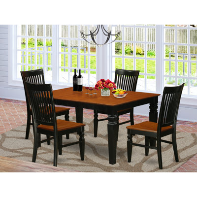 Ensemble de table de salle à manger 5 pièces comprenant une table de cuisine rectangulaire avec rallonge papillon et 4 chaises, noir et cerise