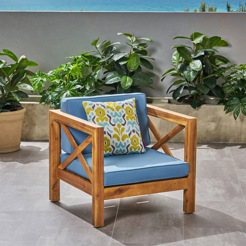 Fauteuil club Brava, Blue, Teak