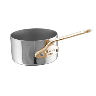 Mauviel M'MINIS Stainless Steel Sauce Pan With Brass Handle, 3.5-In