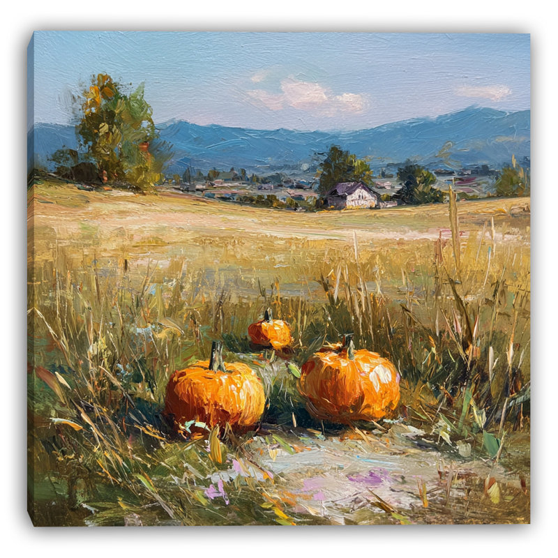 «Golden Field Pumpkins», art mural sur toile, H 30 po x l 30 po