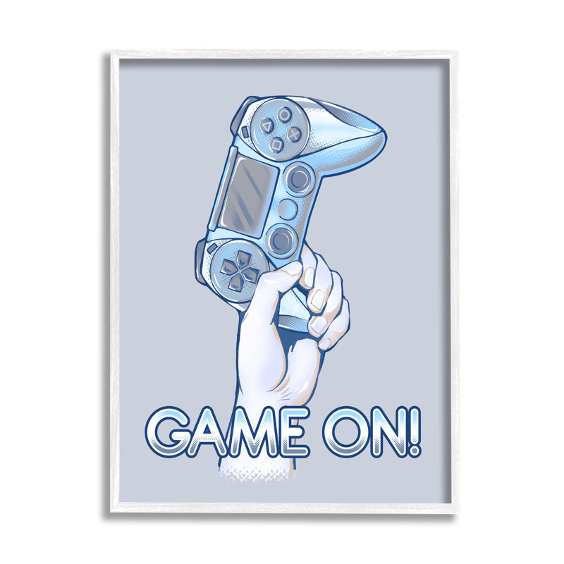 «Game on Text Illustration» tenant une manette de jeu par Ziwei Li - impression, H 20 po x l 16 po x P 1,5 po