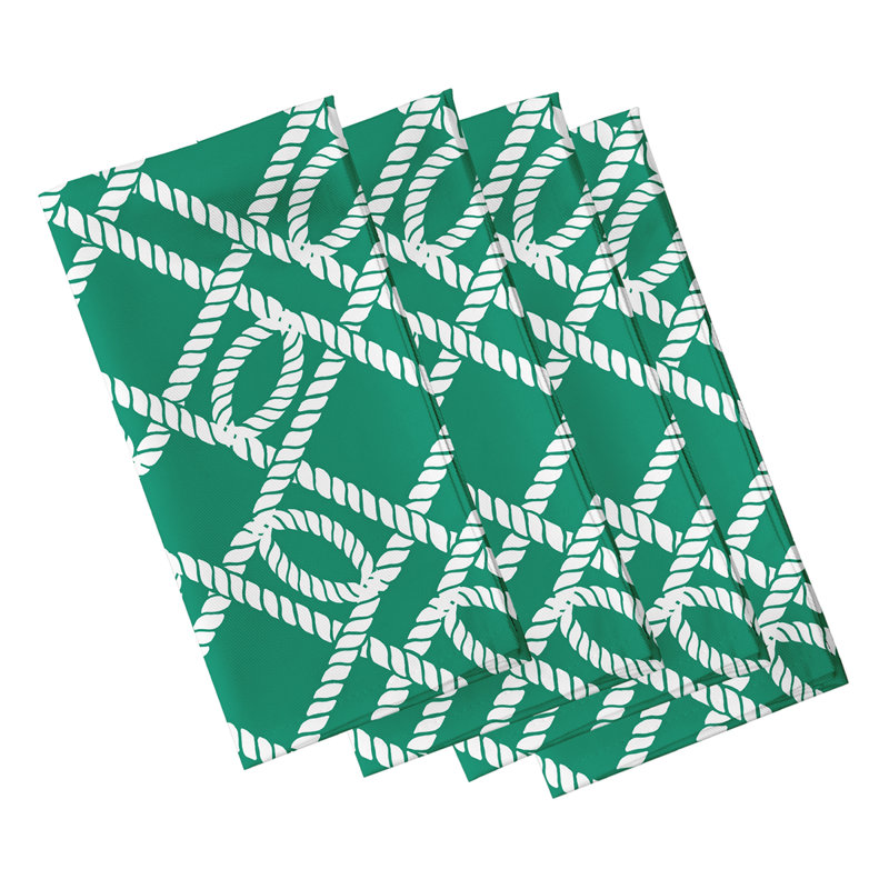 Harrison Polyester Geometric Square Napkin, Green
