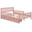 Lit plateforme double en bois rose avec garde-corps sécurisés et options de rangement pratiques-726477926-726477914