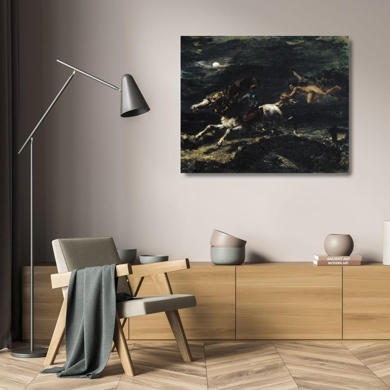 "Tam O'shanter Pursued by the Witches" by  Eugène Delacroix - Gallery Wrap Canvas Wall Art, 24" H x 17" W