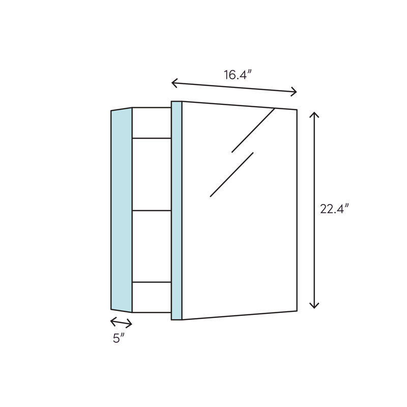 16.37'' W 22.37'' H Framed Medicine Cabinet Mirror 2 Adjustable