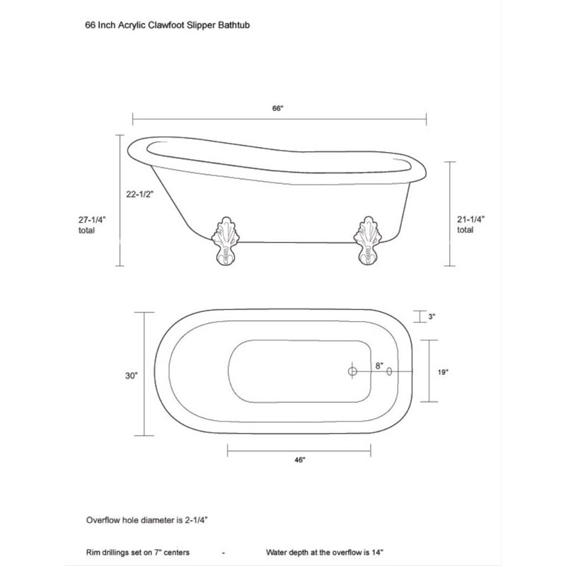 Imperial 66" x 30" Clawfoot Soaking Bathtub, Oil Rubbed Bronze