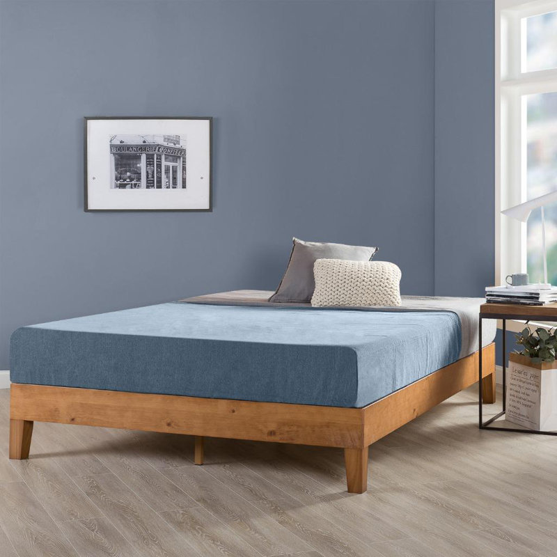 Lit plateforme en bois massif Amaryn, Simple, Naturel