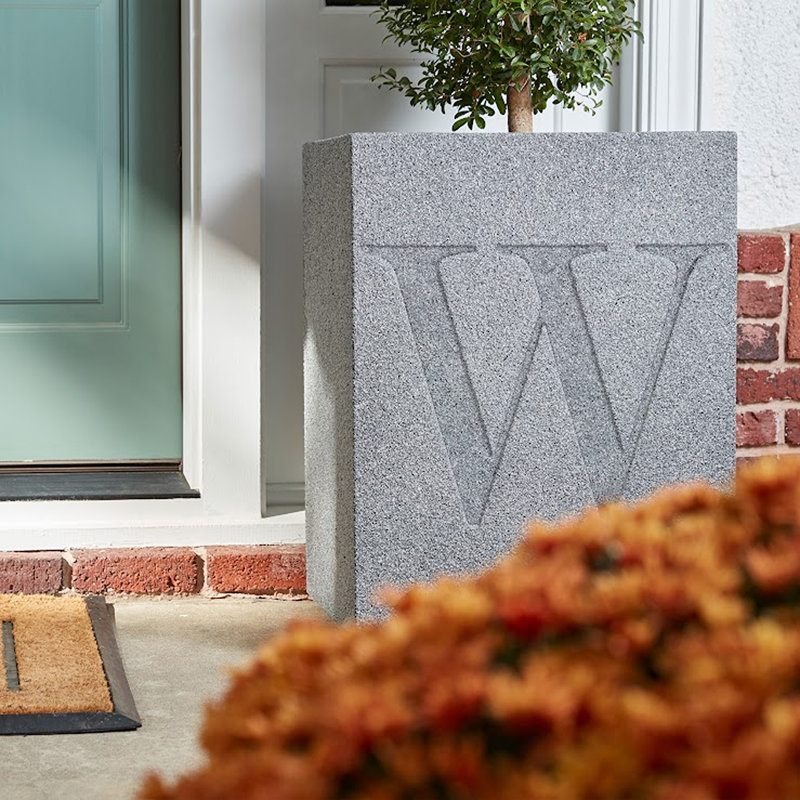 Gita Monogram Large Lightweight Outdoor 23" x 30" Column Planter Box, Gray, G