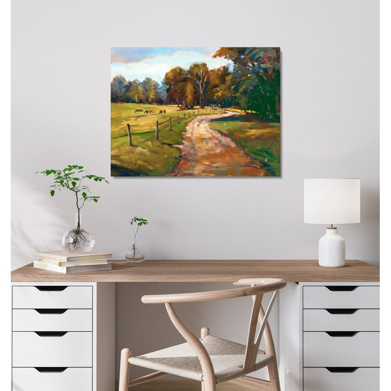 John Beard Collection''s Country Path With Horses On Giclee Canvas Hand Embellished Art, 20" H x 24" W x 1" D, Wrapped Canvas