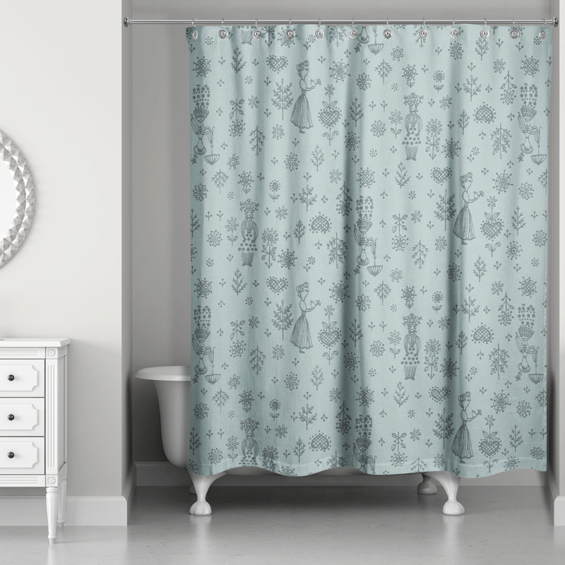 Rideau de douche simple fantaisiste femmes Hammontree, Bleu / Gris