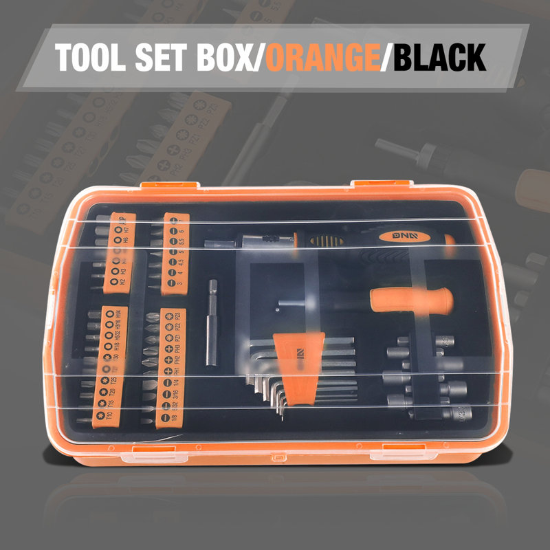 Boîte à outils 51 pièces pour outils de rangement portables (jaune), Orange