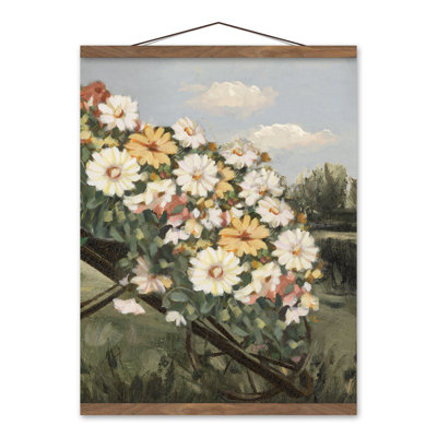 Wheelbarrow Spicetone Flowers Hanging Print on Canvas