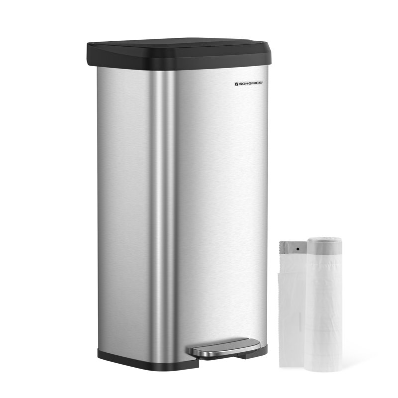Steel Step On Kitchen Trash Can - 50L, Silver