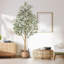 Olive artificielle avec tronc de bois naturel-1223660235