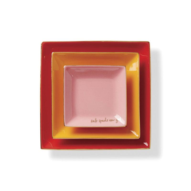 Make It Pop Neutral Black 3-Piece Tray Set, Red/Orange/Pink