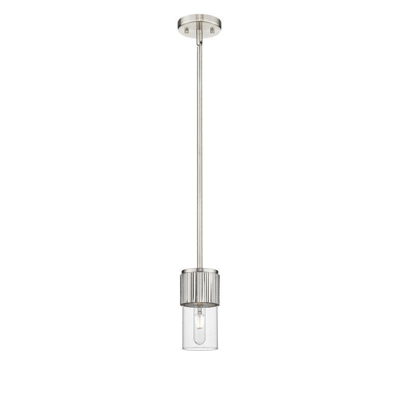 Maiza 1 - Light Single Drop Pendant Pendant, Clear, 7" H x 4" W x 4" D, Satin Nickel
