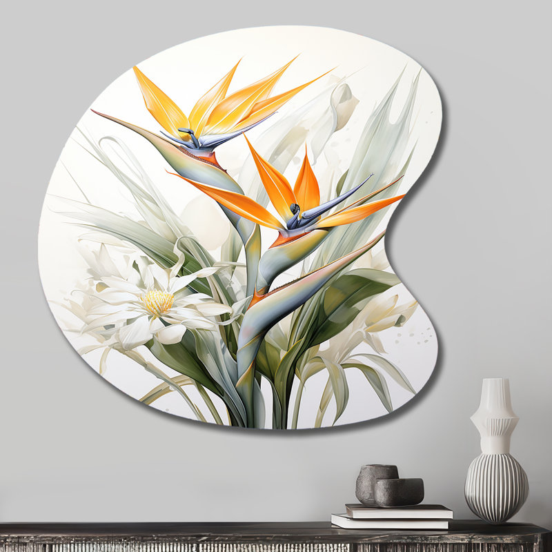 Elzada - Oiseaux de paradis, art mural asymétrique en métal, H 27 po x l 27 po