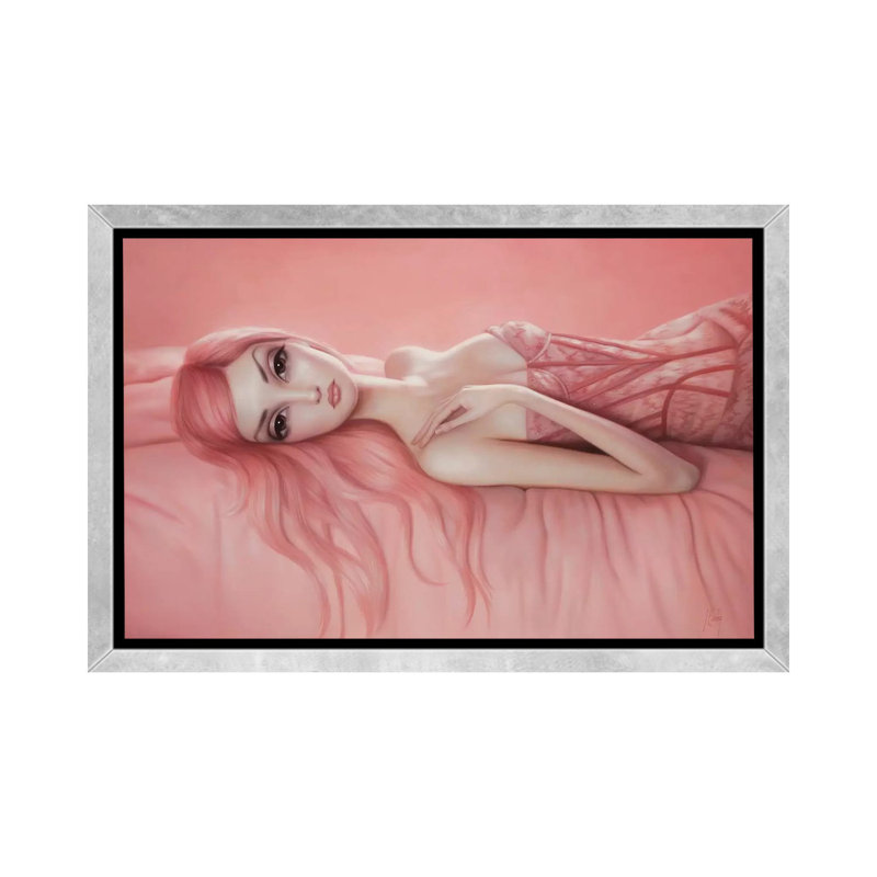 Audrey par Inconnu - impression d'art graphique, H 40 po x l 60 po x 1,5 po, Toile avec cadre argenté
