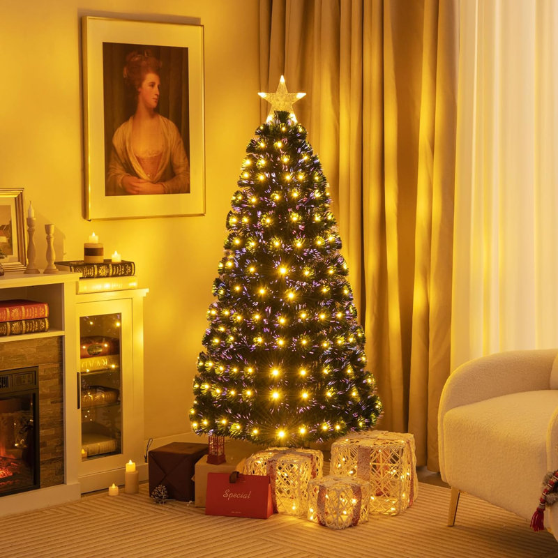 Lighted Artificial Pine Christmas Tree, 150cm H