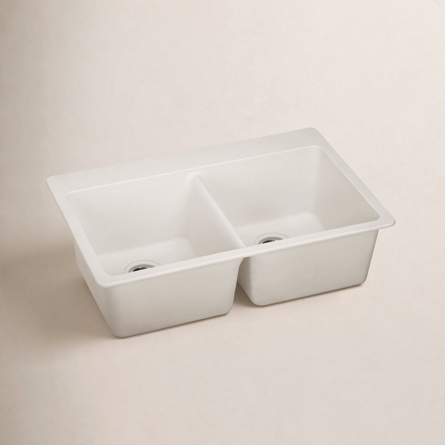 Quartz Luxe 33" Double Basin Drop-In Sink, Ricotta