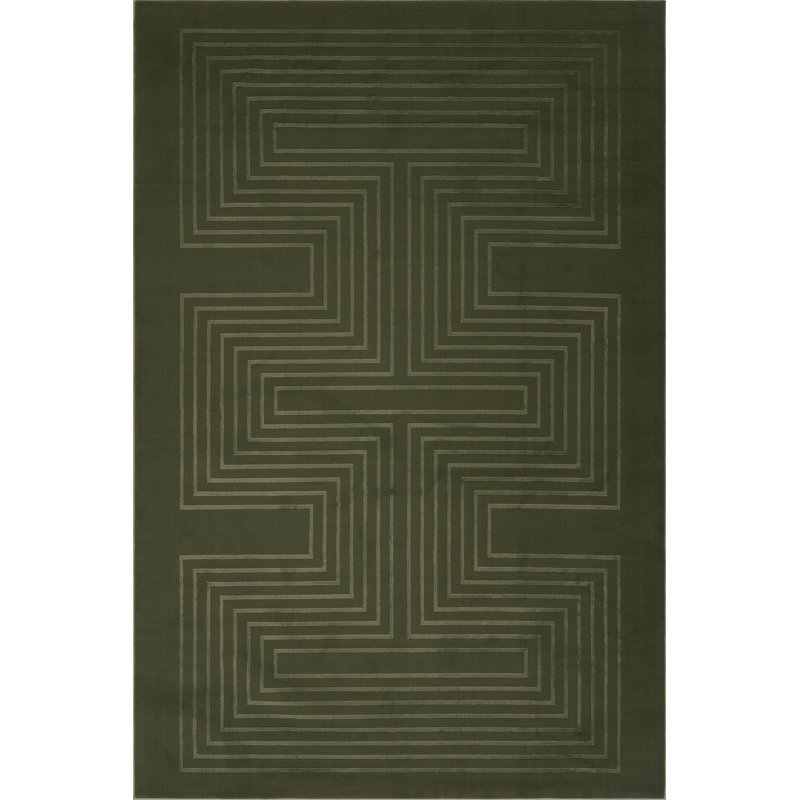Nuloom Lunavelle Geometric Washable Area Rug, Rectangle 6'7" x 9'1", Green