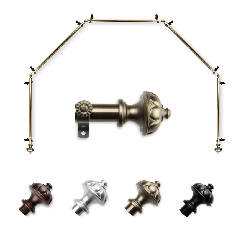 Tringle à rideaux simple ajustable Blondene, 28 po à 48 po (chaque côté), Laiton antique