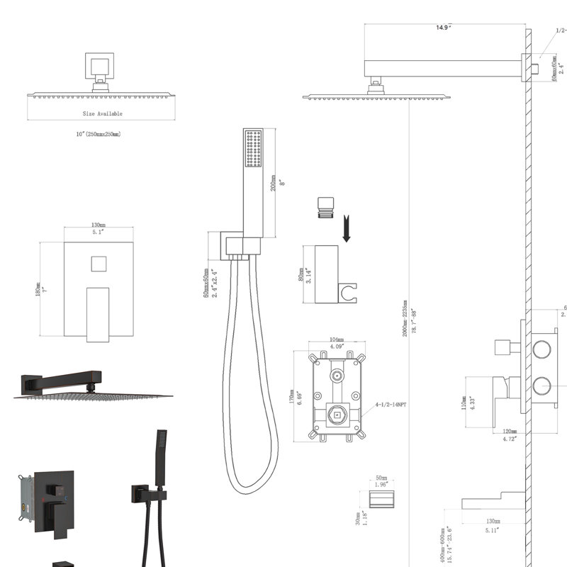 Wall Mounted Shower Compatibility With Waterfall Tub Spout - Oil Rubber Bronze 3 Function Rainfall & Handheld Valve Easy Installation And Hygiene Protocol Procedure Merger Including -Balanced