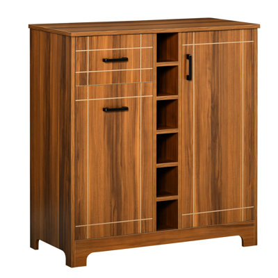 6 Bottle Wine Holder Cabinet - Sideboard With Drawer, Brown Design Rack Bottles, 1