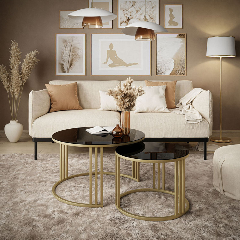 Callan Frame Coffee Table, Black Glass