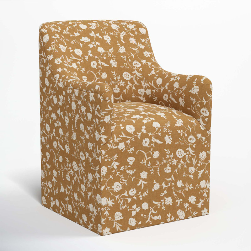 Howth Cotton Arm Chair, Robina Floral Ochre