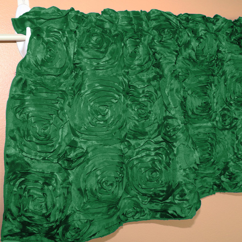 Floral Tailored Window Valance, 54" W x 28" L, Emerald Green