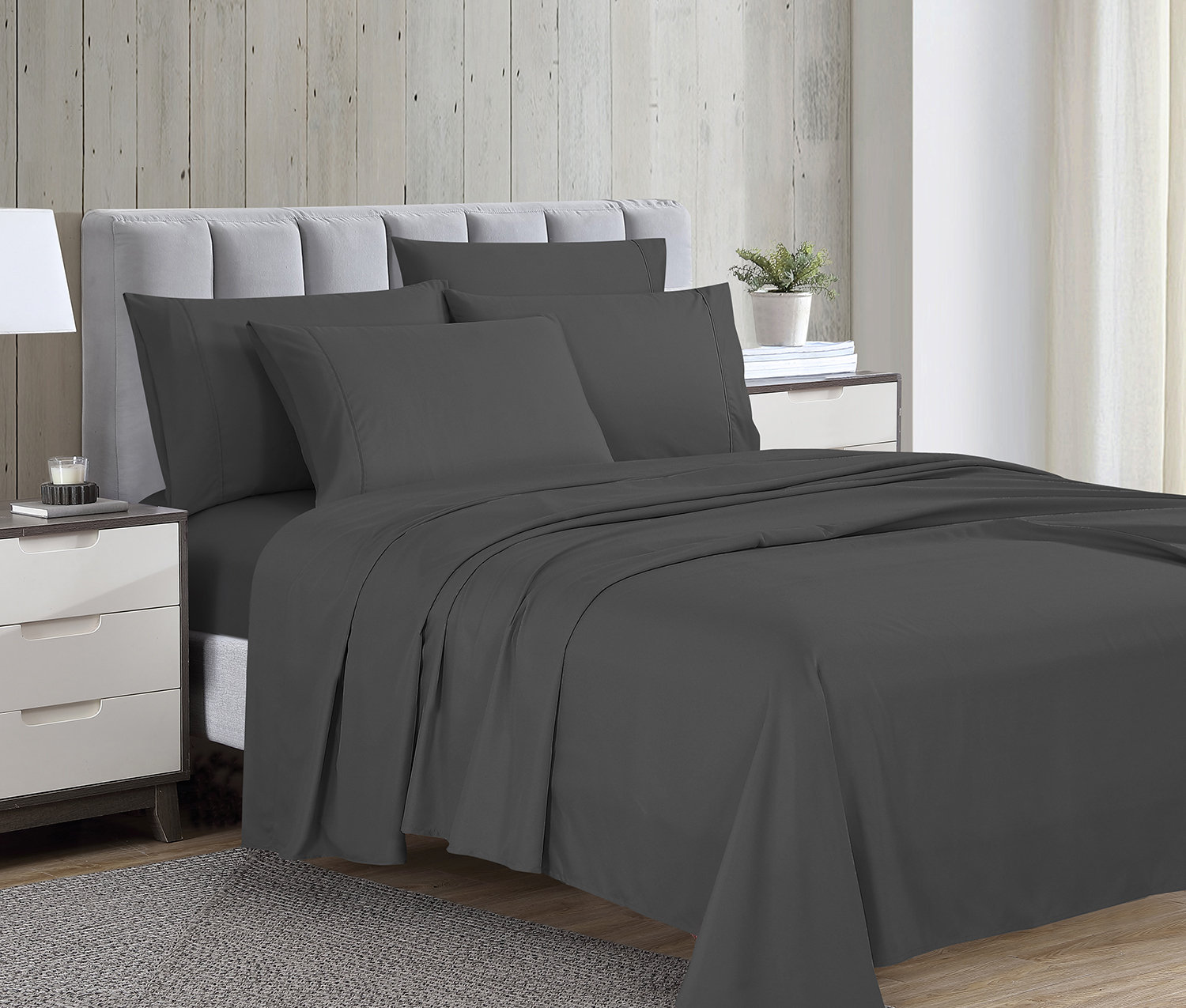 Bare Home 2 Twin XL Fitted Bed Sheets - Ultra-Soft, Hypoallergenic (Twin XL  - 2 Pack, Light Grey) 