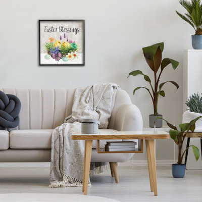 Giclée de Pâques, panier de fleurs encadré, design par Carol Robinson