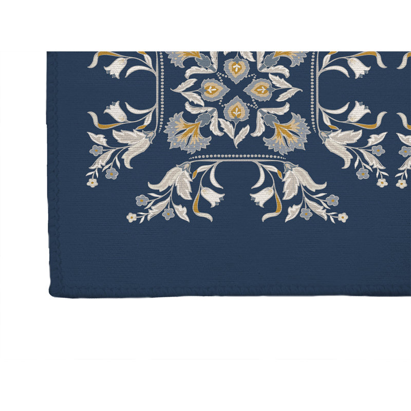 Tapis de cuisine à profil bas Rumi, Marine, Rectangulaire 2 pi x 3 pi