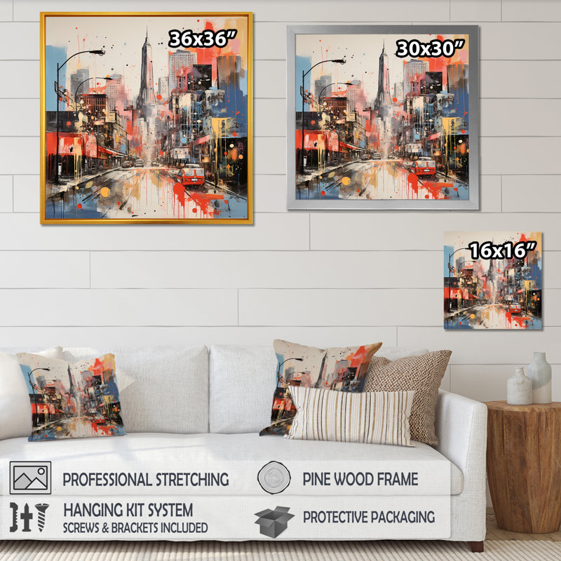 «Atlanta Cityscape Dream», art mural d'Atlanta, H 16 po x l 16 po x P 1 po, Toile tendue